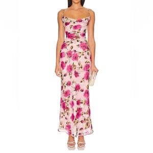 Elegant Pink and White Maxi Dress